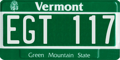 VT license plate EGT117