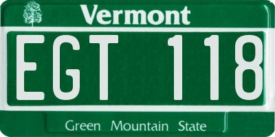 VT license plate EGT118