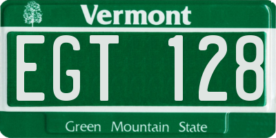 VT license plate EGT128