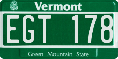 VT license plate EGT178