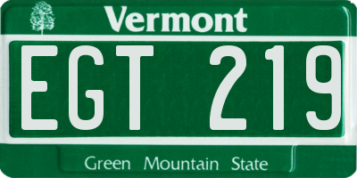 VT license plate EGT219