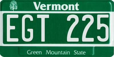 VT license plate EGT225