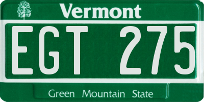 VT license plate EGT275
