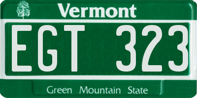 VT license plate EGT323