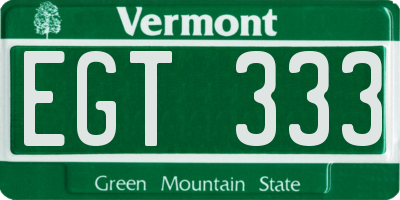 VT license plate EGT333