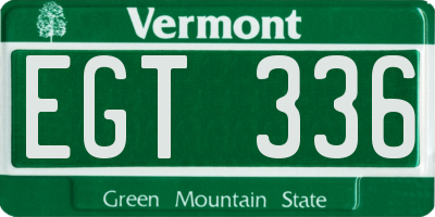 VT license plate EGT336