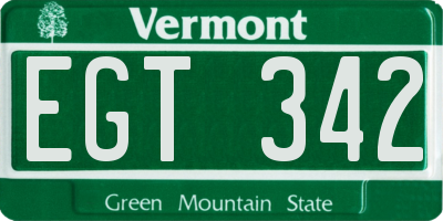 VT license plate EGT342