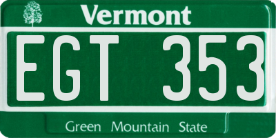 VT license plate EGT353