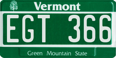 VT license plate EGT366