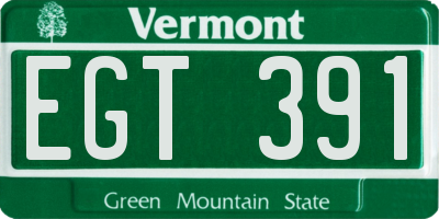 VT license plate EGT391