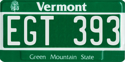 VT license plate EGT393