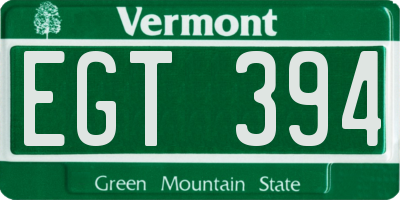 VT license plate EGT394