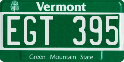 VT license plate EGT395