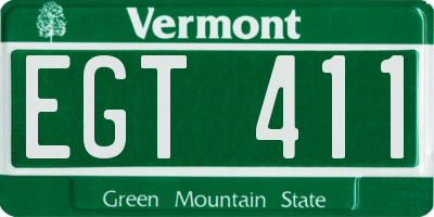 VT license plate EGT411