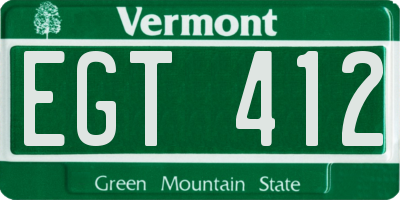 VT license plate EGT412