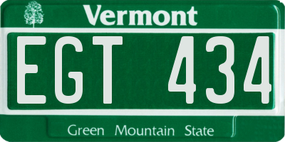 VT license plate EGT434