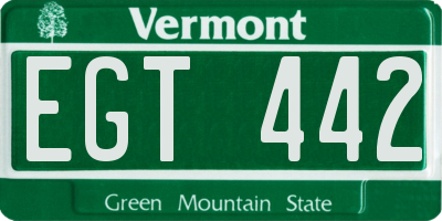 VT license plate EGT442