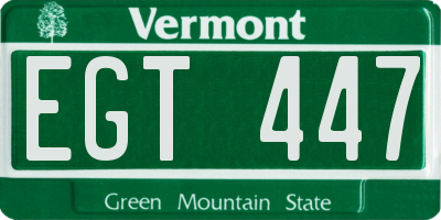 VT license plate EGT447