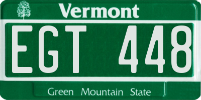 VT license plate EGT448
