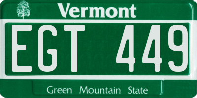 VT license plate EGT449
