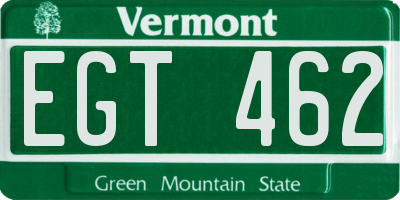 VT license plate EGT462