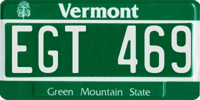 VT license plate EGT469