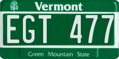 VT license plate EGT477
