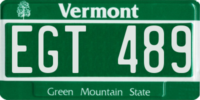 VT license plate EGT489