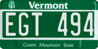 VT license plate EGT494