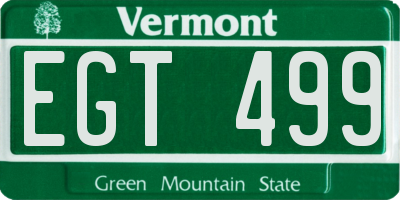 VT license plate EGT499