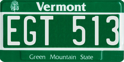 VT license plate EGT513