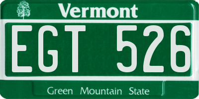 VT license plate EGT526