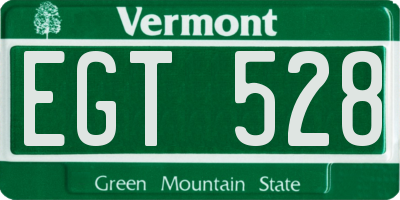 VT license plate EGT528