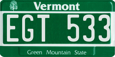 VT license plate EGT533