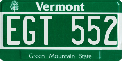 VT license plate EGT552