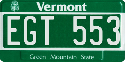VT license plate EGT553