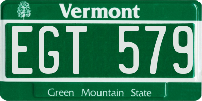 VT license plate EGT579