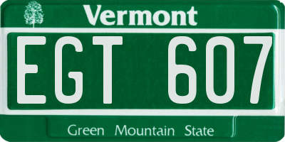 VT license plate EGT607