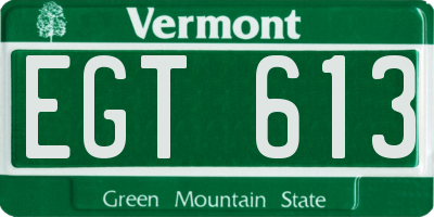 VT license plate EGT613