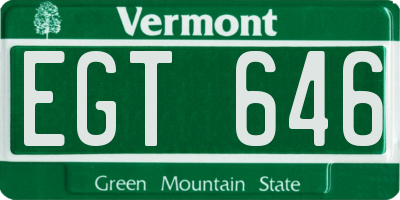 VT license plate EGT646