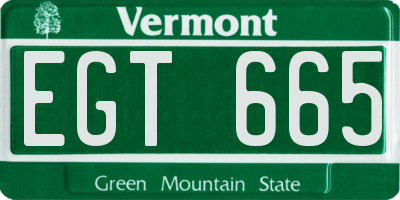 VT license plate EGT665