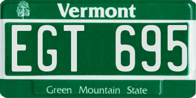 VT license plate EGT695
