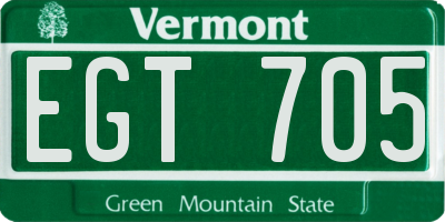 VT license plate EGT705