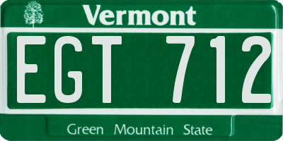 VT license plate EGT712