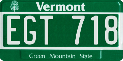 VT license plate EGT718