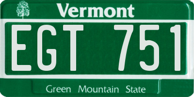 VT license plate EGT751