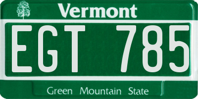 VT license plate EGT785