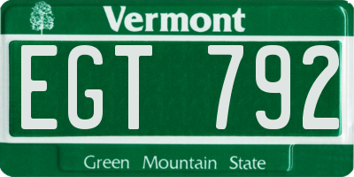 VT license plate EGT792