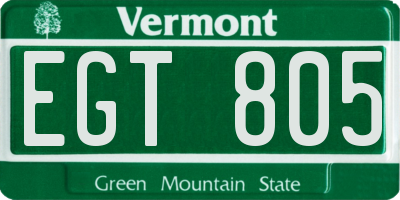 VT license plate EGT805