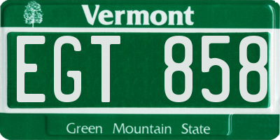 VT license plate EGT858